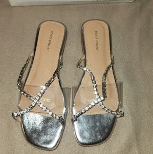 Glamorous Clear Slides with Rhinestones Size 39